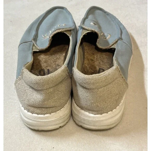 Hey Dude 'Coco' Aqua and Natural Slip on Women's Shoe Size 7 Gold Sparkle - Picture 6 of 9